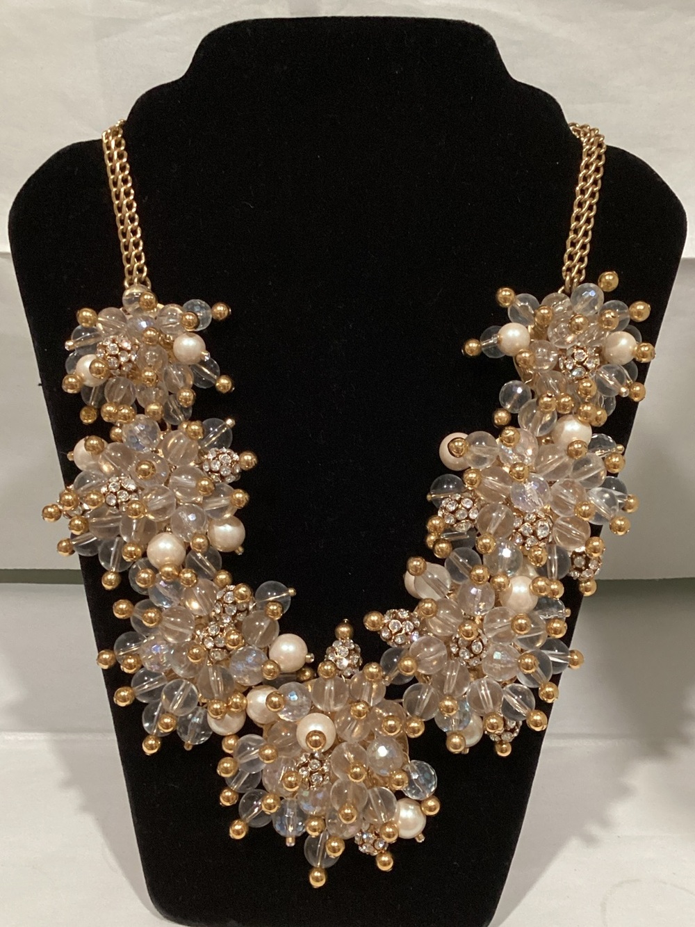 kate spade Gold Floral Cluster Necklace with Clear and Pearl Accents
